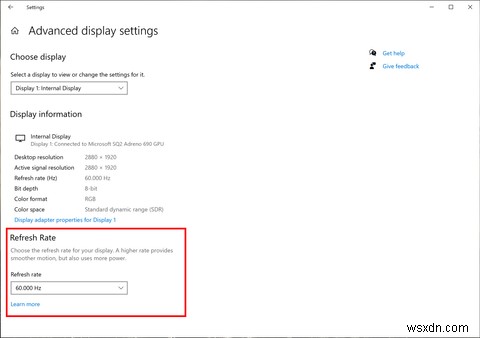 এটি Windows 10s রিফ্রেশ রেট সামঞ্জস্য করা সহজ হচ্ছে৷ 