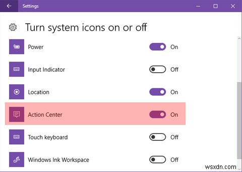 উইন্ডোজ 10 এ অ্যাকশন সেন্টার টাস্কবার আইকনটি কীভাবে অক্ষম করবেন 