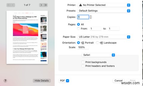 একটি ম্যাকে সাফারি ব্যবহার করে একটি পিডিএফ হিসাবে একটি ওয়েবপৃষ্ঠা সংরক্ষণ করার 3 সহজ উপায়৷ 