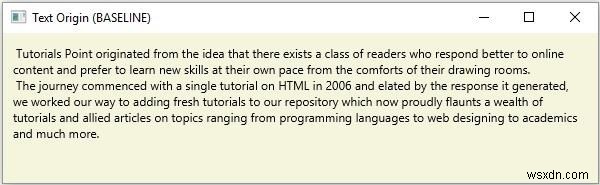 JavaFX-এ টেক্সট অরিজিন কি? 