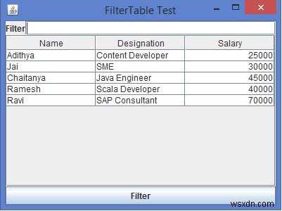 কিভাবে আমরা জাভাতে একটি JTable ফিল্টার করতে পারি? 