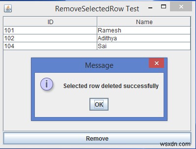 কিভাবে আমরা জাভাতে একটি JTable থেকে একটি নির্বাচিত সারি সরাতে পারি? 