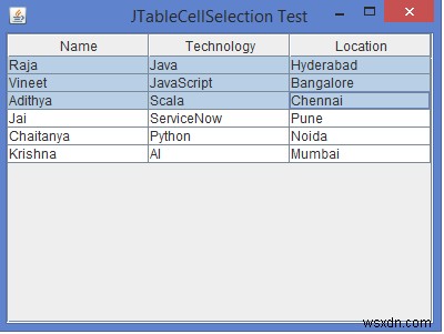 জাভাতে প্রোগ্রাম্যাটিকভাবে একটি JTable এর বিভিন্ন ঘর কিভাবে নির্বাচন করবেন? 