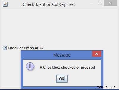 জাভাতে একটি JCheckBox এ শর্টকাট কী কীভাবে সেট করবেন? 