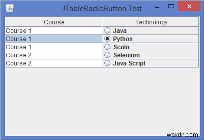 কিভাবে আমরা জাভাতে একটি JTable ঘরে একটি JRadioButton যোগ/সন্নিবেশ করতে পারি? 