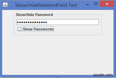 কিভাবে আমরা জাভাতে একটি JPasswordField এর প্রতিধ্বনি অক্ষর দেখাতে/লুকাতে পারি? 