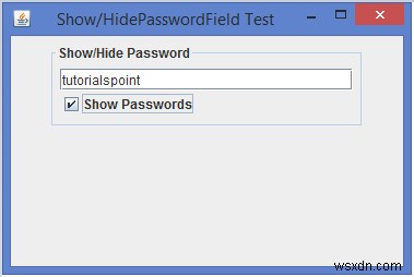 কিভাবে আমরা জাভাতে একটি JPasswordField এর প্রতিধ্বনি অক্ষর দেখাতে/লুকাতে পারি? 