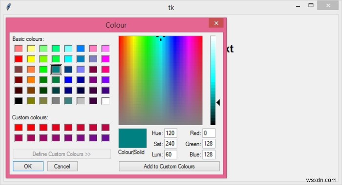 Colorchooser মডিউল ব্যবহার করে একটি tkinter উইন্ডোর পটভূমির রঙ পরিবর্তন করা হচ্ছে 