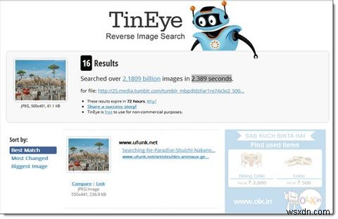 TinEye [Chrome] ব্যবহার করে একটি বিপরীত চিত্র অনুসন্ধানের আরও কিছু ব্যবহার দেখুন 