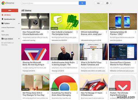 Google Chromes নতুন বুকমার্ক ম্যানেজার প্রতিষ্ঠান এবং অনুসন্ধানের উপর ফোকাস করে 