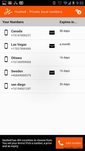 40টি দেশে ডিসপোজেবল ফোন নম্বর তৈরি করতে Hushed ব্যবহার করুন [Android/iOS] 