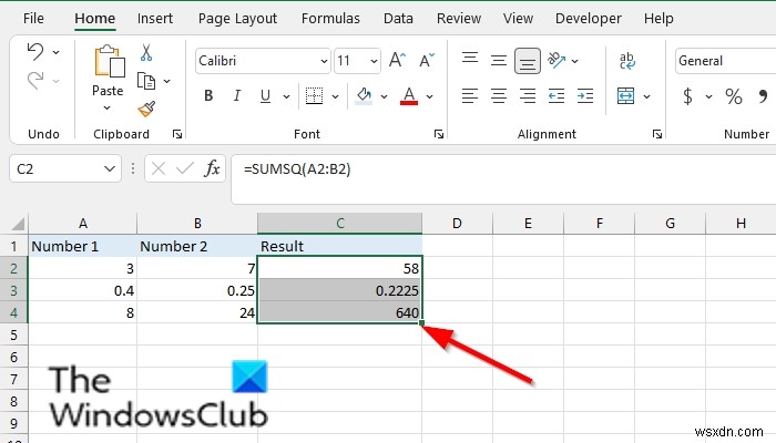 কিভাবে Excel এ SUMSQ ফাংশন ব্যবহার করবেন 