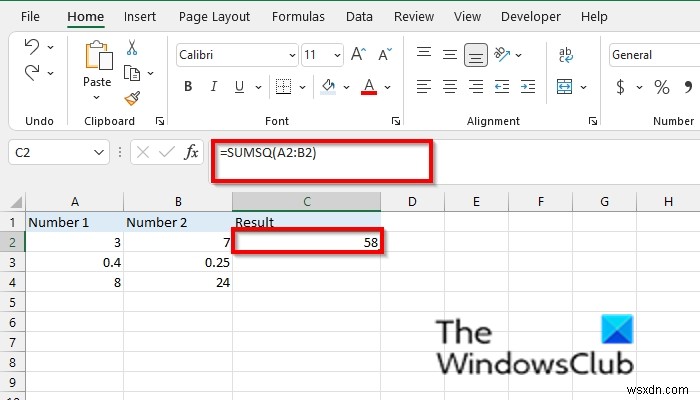 কিভাবে Excel এ SUMSQ ফাংশন ব্যবহার করবেন 