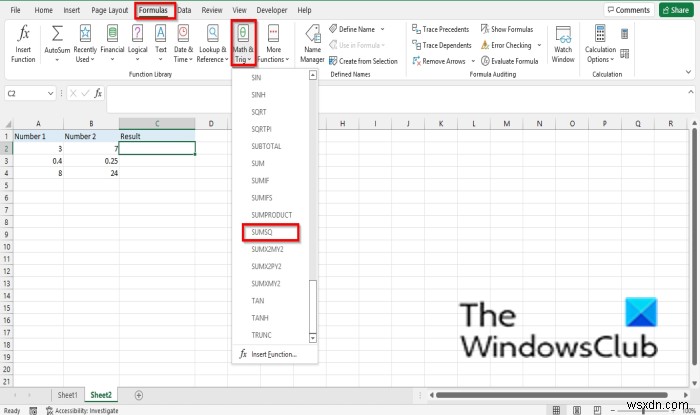 কিভাবে Excel এ SUMSQ ফাংশন ব্যবহার করবেন 