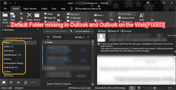 ওয়েবে Outlook এবং Outlook-এ অনুপস্থিত ডিফল্ট ফোল্ডারগুলি ঠিক করুন 