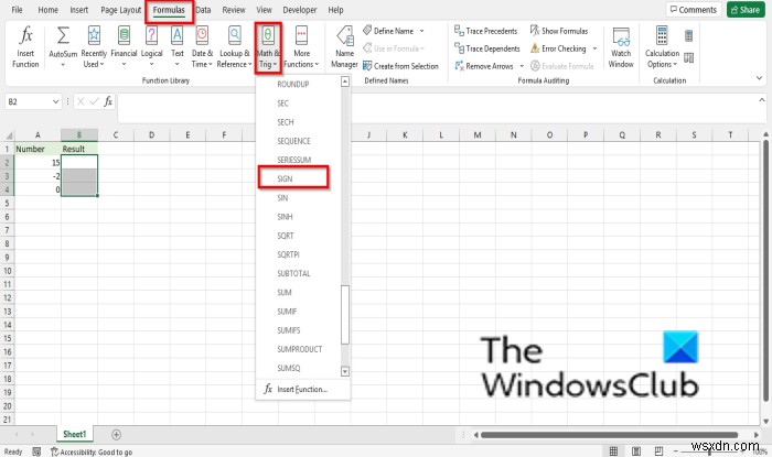 কিভাবে Excel এ SIGN ফাংশন ব্যবহার করবেন 