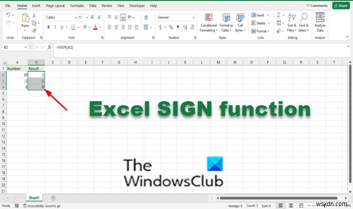 কিভাবে Excel এ SIGN ফাংশন ব্যবহার করবেন 