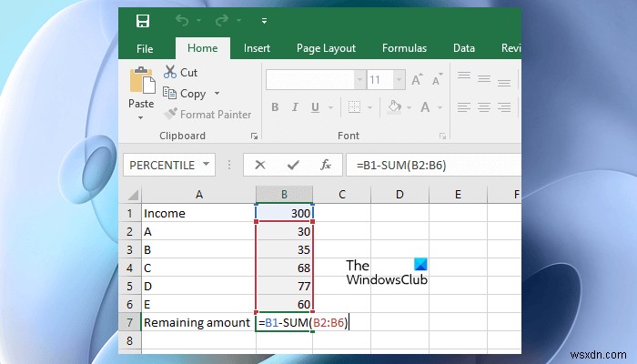 কিভাবে Excel এ একাধিক সেল বিয়োগ করবেন 