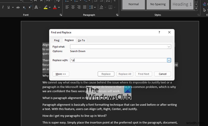 MS Word-এ ন্যায্যতা নয় টেস্ট অনুচ্ছেদ ঠিক করুন 