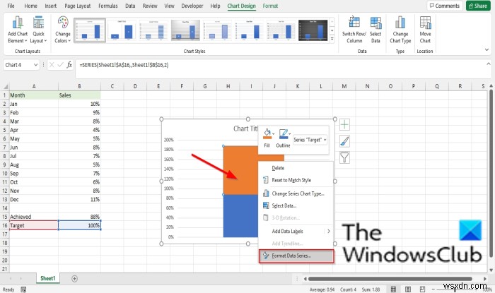 কিভাবে Excel এ একটি থার্মোমিটার চার্ট তৈরি করবেন 