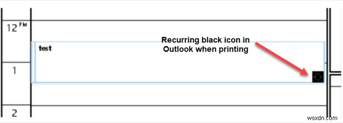 একটি আউটলুক ক্যালেন্ডার প্রিন্ট করার সময় কালো আইকন সরান 