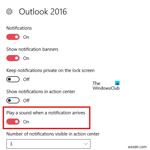 ইমেল বিজ্ঞপ্তি শব্দ Outlook এ কাজ করছে না 