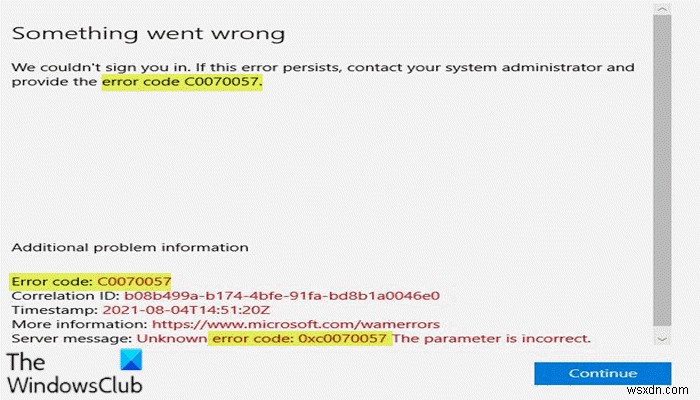 Windows 11/10-এ অফিস অ্যাপস সাইন-ইন ত্রুটি 0xC0070057 ঠিক করুন 