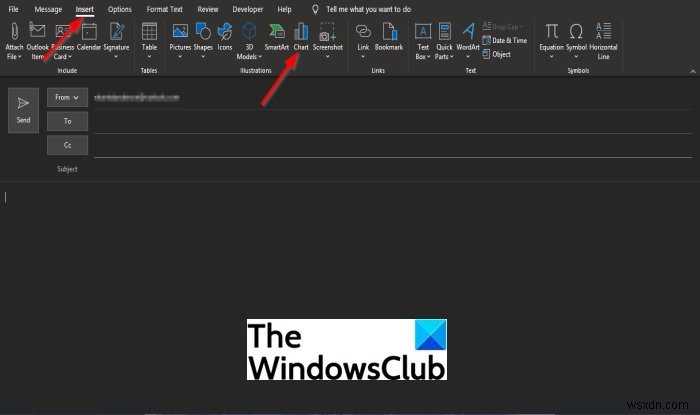 কিভাবে একটি আউটলুক ইমেলে চার্ট সন্নিবেশ করান 