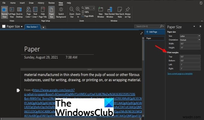 কিভাবে OneNote-এ পৃষ্ঠার আকার এবং মার্জিন সেট বা পরিবর্তন করবেন 