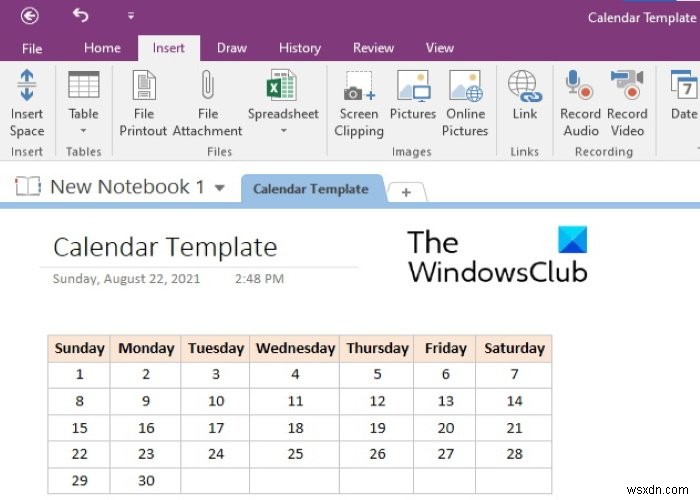 OneNote-এ কীভাবে একটি ক্যালেন্ডার টেমপ্লেট তৈরি করবেন 