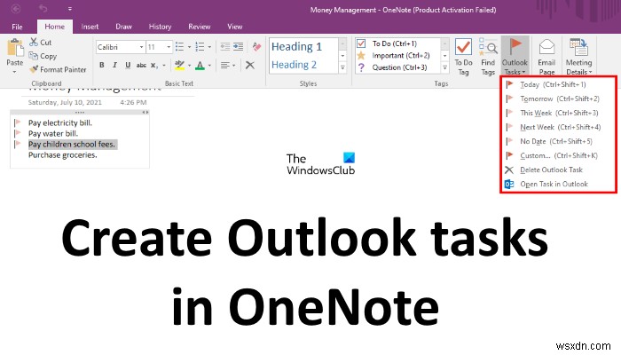 কিভাবে OneNote-এ Outlook টাস্ক তৈরি করবেন 