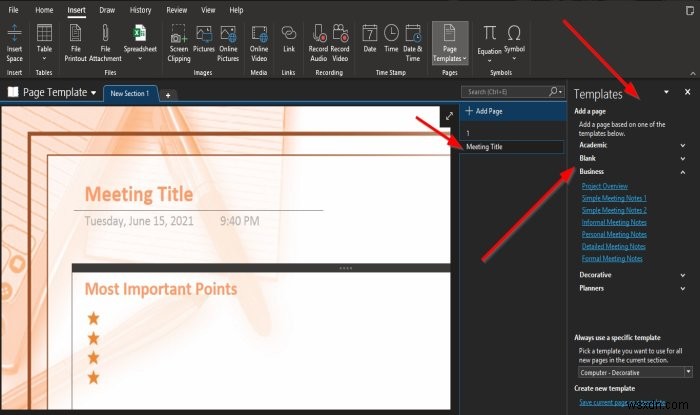 কীভাবে OneNote এ পৃষ্ঠা টেমপ্লেট বৈশিষ্ট্য ব্যবহার করবেন