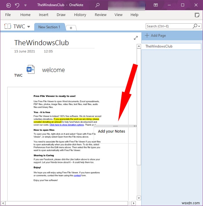 কীভাবে OneNote নোটে একটি ওয়ার্ড ডকুমেন্ট ঢোকাবেন