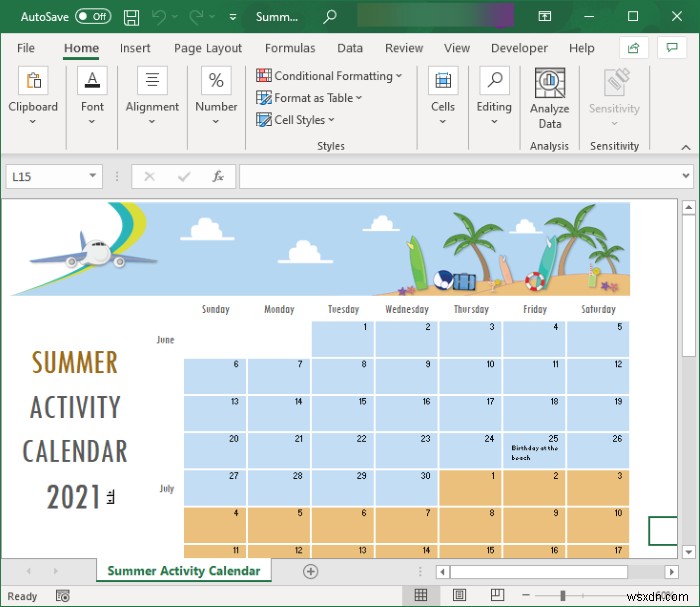 কিভাবে Microsoft Excel এ একটি ক্যালেন্ডার তৈরি করবেন 