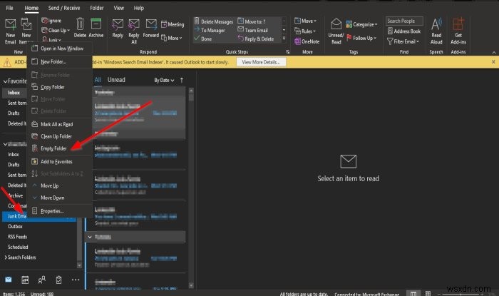 আউটলুকে জাঙ্ক ইমেল ফোল্ডারটি কীভাবে খালি করবেন 