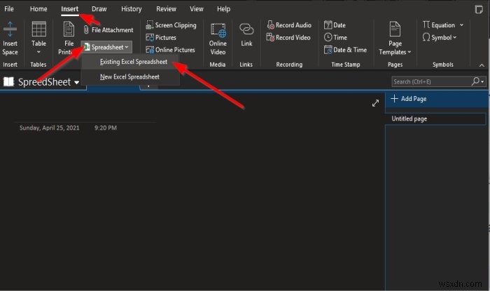 কীভাবে OneNote-এ এক্সেল স্প্রেডশীট ঢোকাবেন