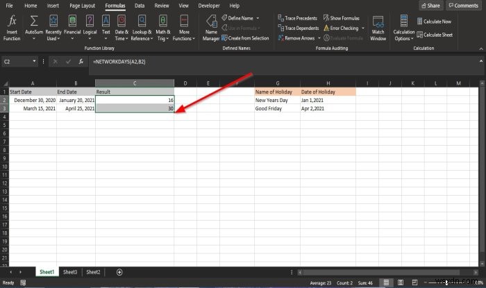 কিভাবে Excel এ NETWORKDAYS ফাংশন ব্যবহার করবেন 