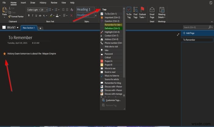 নোটকে অগ্রাধিকার দিতে এবং শ্রেণীবদ্ধ করতে OneNote-এ ট্যাগগুলি কীভাবে ব্যবহার করবেন