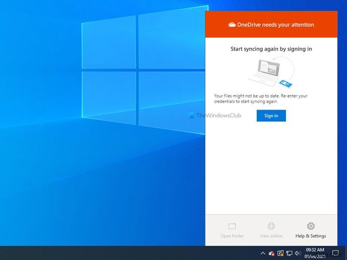 OneDrive আপনার মনোযোগ প্রয়োজন, সাইন ইন করে আবার সিঙ্ক করা শুরু করুন 