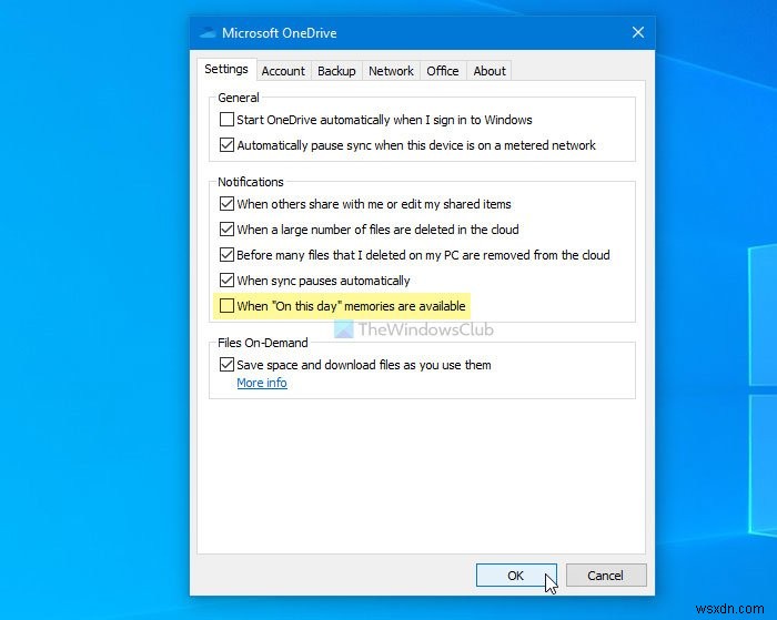 কিভাবে OneDrive বন্ধ করবেন Windows 11/10-এ এই দিনে বিজ্ঞপ্তি 