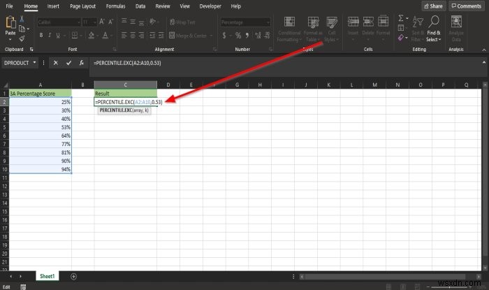 Microsoft Excel এ Percentile.Exc ফাংশন কিভাবে ব্যবহার করবেন 