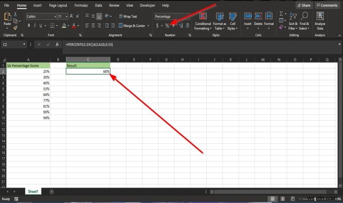 Microsoft Excel এ Percentile.Exc ফাংশন কিভাবে ব্যবহার করবেন 