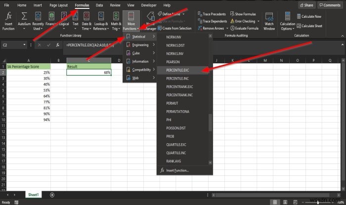 Microsoft Excel এ Percentile.Exc ফাংশন কিভাবে ব্যবহার করবেন 