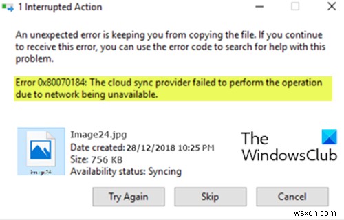 OneDrive ত্রুটি 0x80070184:ক্লাউড সিঙ্ক প্রদানকারী অপারেশন সম্পাদন করতে ব্যর্থ হয়েছে 