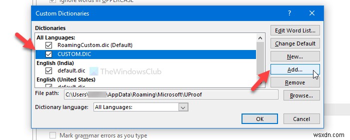 ওয়ার্ড, এক্সেল এবং আউটলুকে কীভাবে একটি কাস্টম অভিধান যুক্ত করবেন 