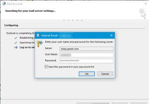 আউটলুক জিমেইলের সাথে সংযোগ করতে পারে না, পাসওয়ার্ড চাইছে 
