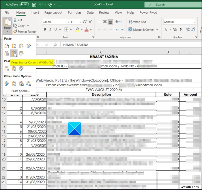 কিভাবে উৎস থেকে অন্য স্প্রেডশীটে Excel এ কলামের প্রস্থ কপি করবেন 