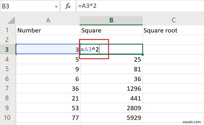 কিভাবে Excel এ একটি সংখ্যার বর্গ এবং বর্গমূল খুঁজে বের করবেন 