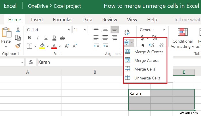 কিভাবে Excel এ সেল মার্জ এবং Unmerge করবেন 