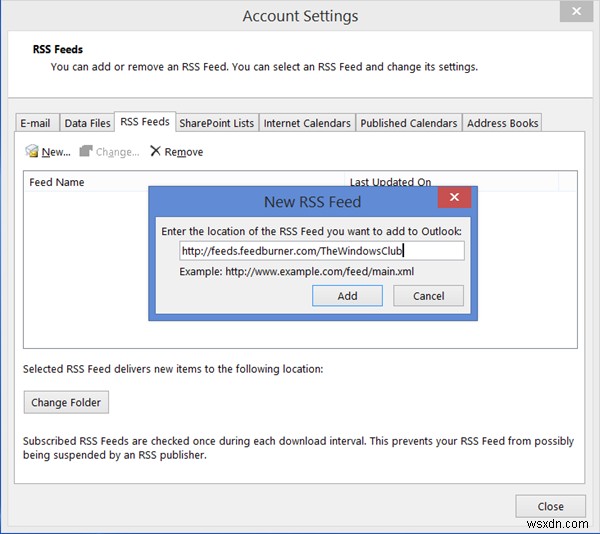 উইন্ডোজ 11/10 এ আউটলুকে আরএসএস ফিডগুলি কীভাবে যুক্ত করবেন 